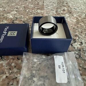 Tungsten Carbide Men's Flat Top Black Brushed Ring Band, 12 mm Comfort Sizes 8